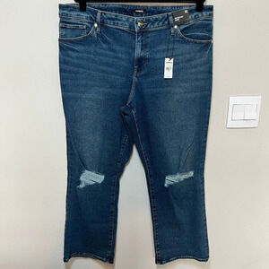 Express 90s Ankle Boot Cut Jeans Blue Distressed Denim Stretch NEW Women 16 Long